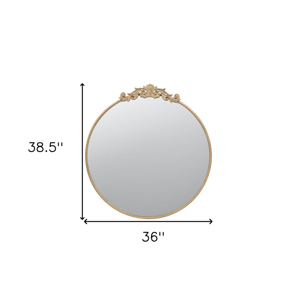 39" Gold Crowned Top Iron Framed Accent Mirror - Homeroots - Flyclothing LLC