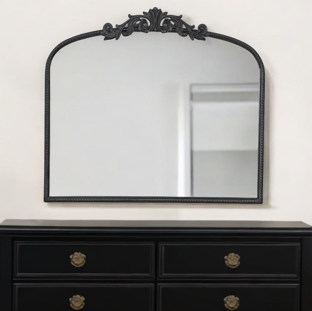 31" Black Arch Iron Framed Accent Mirror - Homeroots - Flyclothing LLC