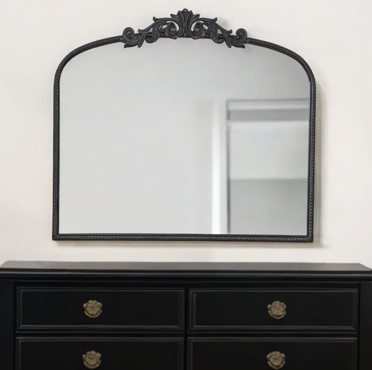 31" Black Arch Iron Framed Accent Mirror - Homeroots