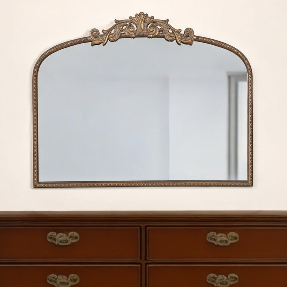 31" Gold Arch Iron Framed Accent Mirror