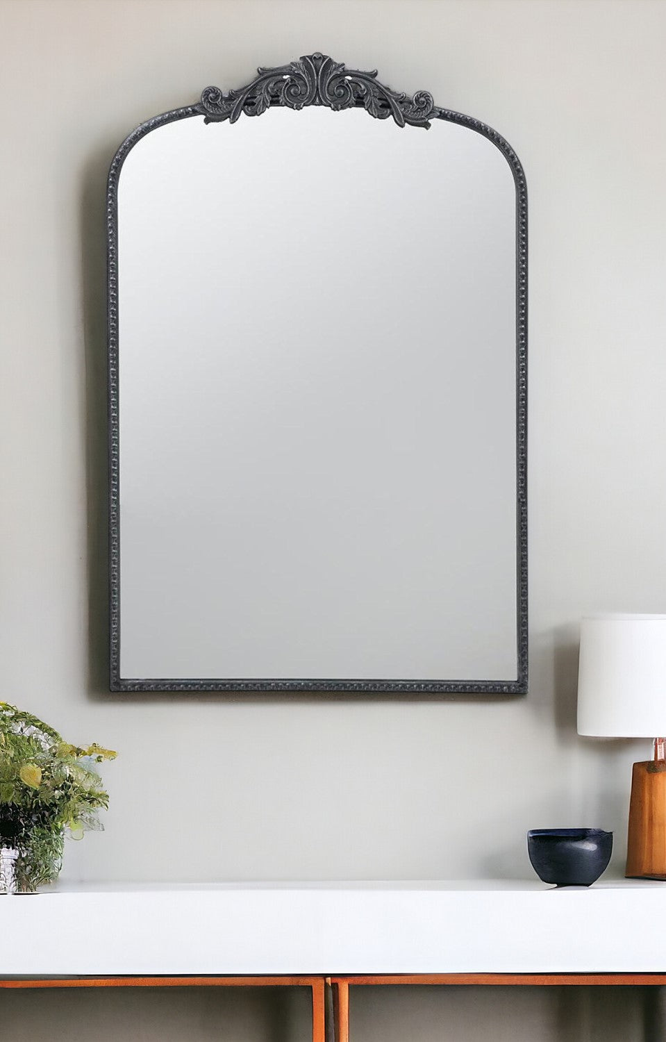 36" Black Arch Iron Framed Accent Mirror - Homeroots - Flyclothing LLC