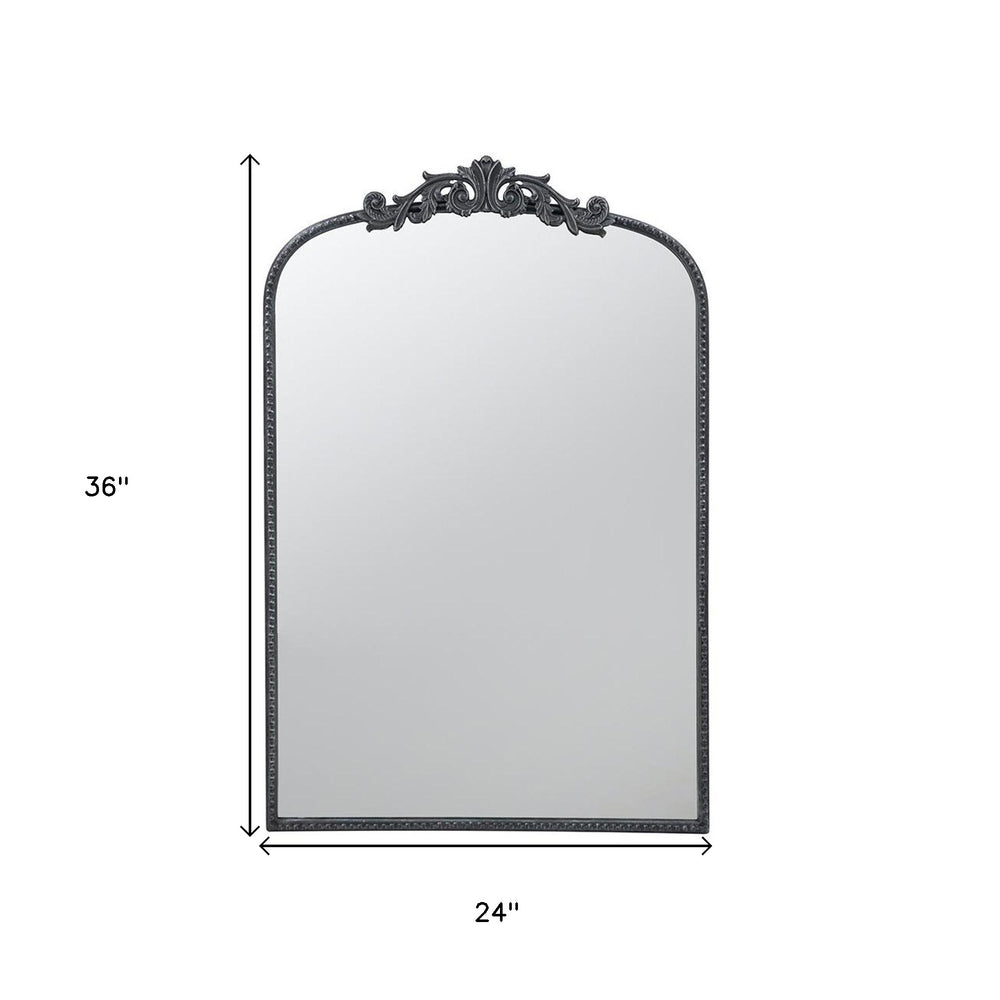 36" Black Arch Iron Framed Accent Mirror - Homeroots - Flyclothing LLC