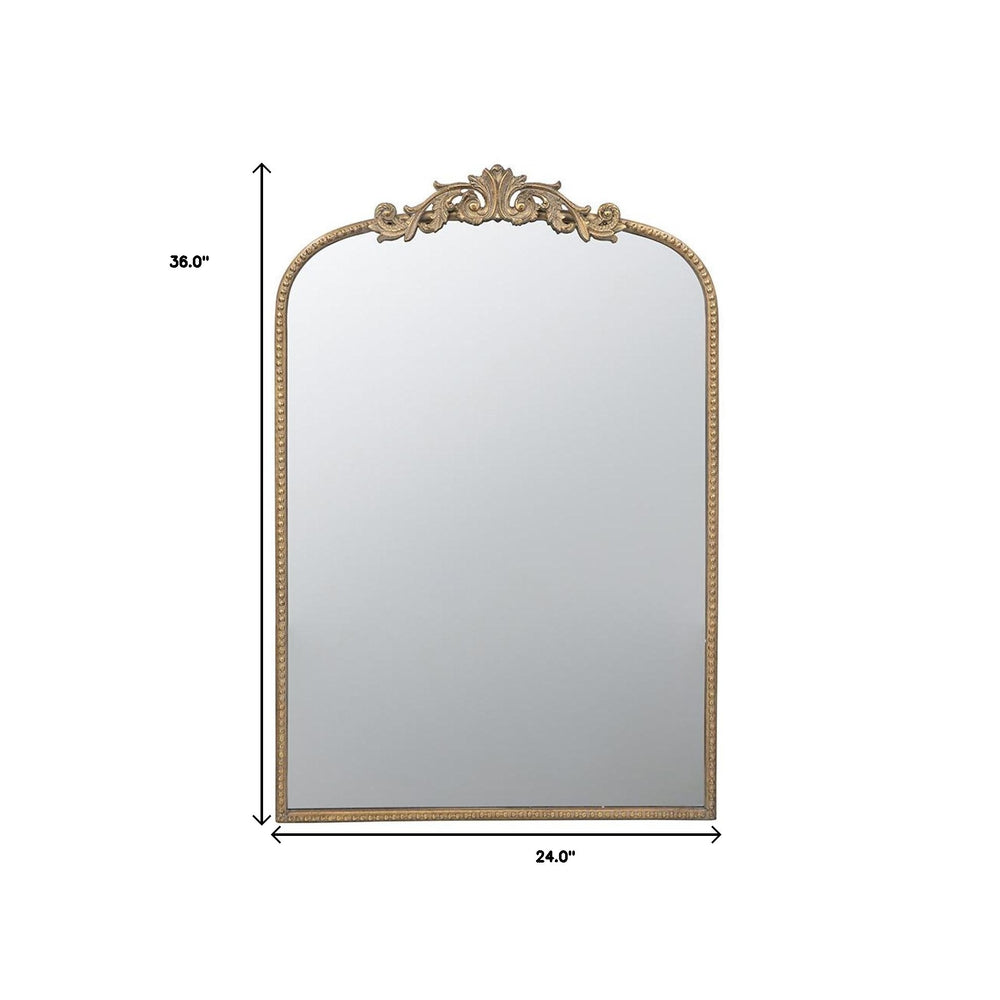 36" Gold Arch Iron Framed Accent Mirror - Homeroots - Flyclothing LLC
