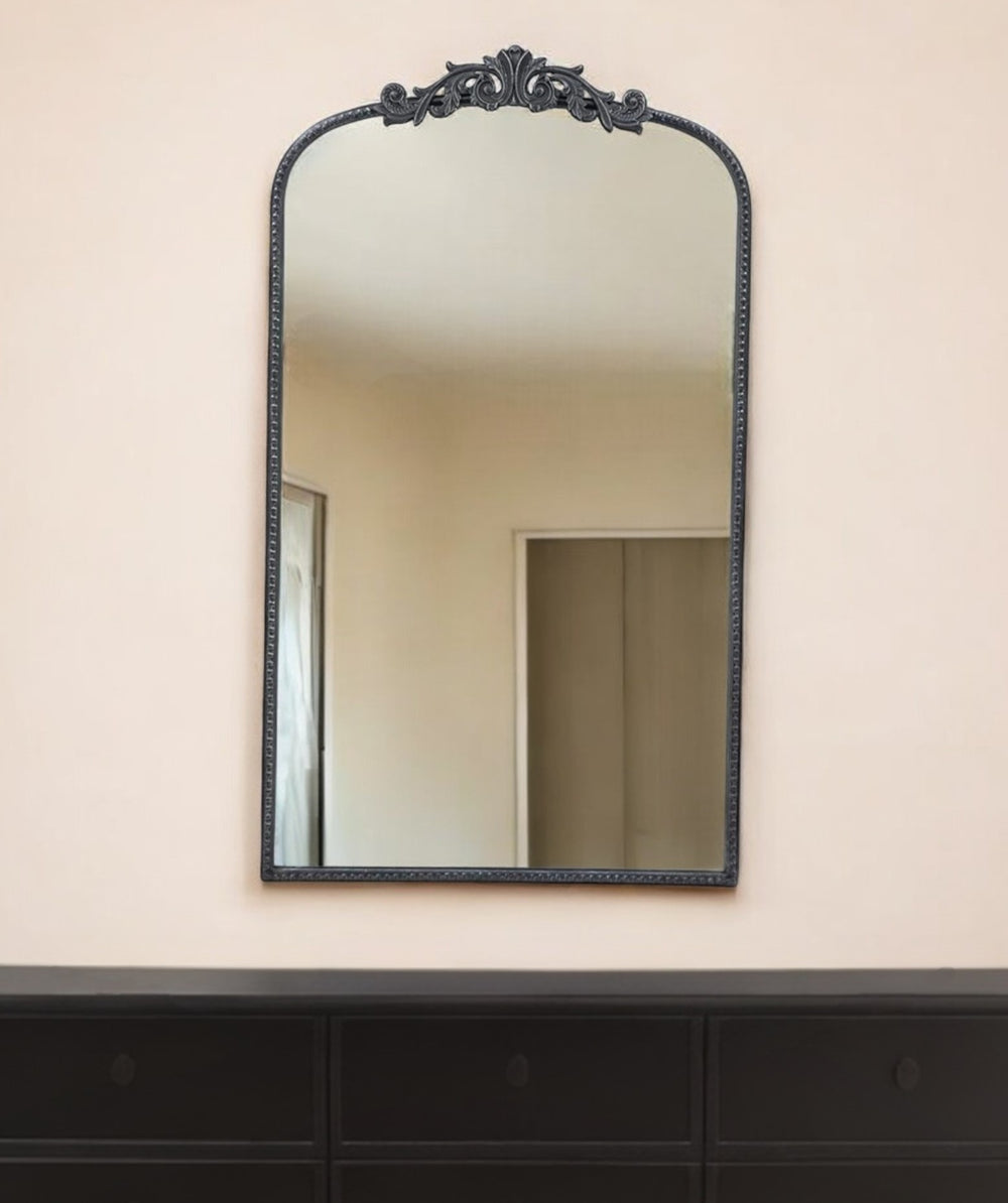 42" Black Arch Iron Framed Accent Mirror - Homeroots - Flyclothing LLC