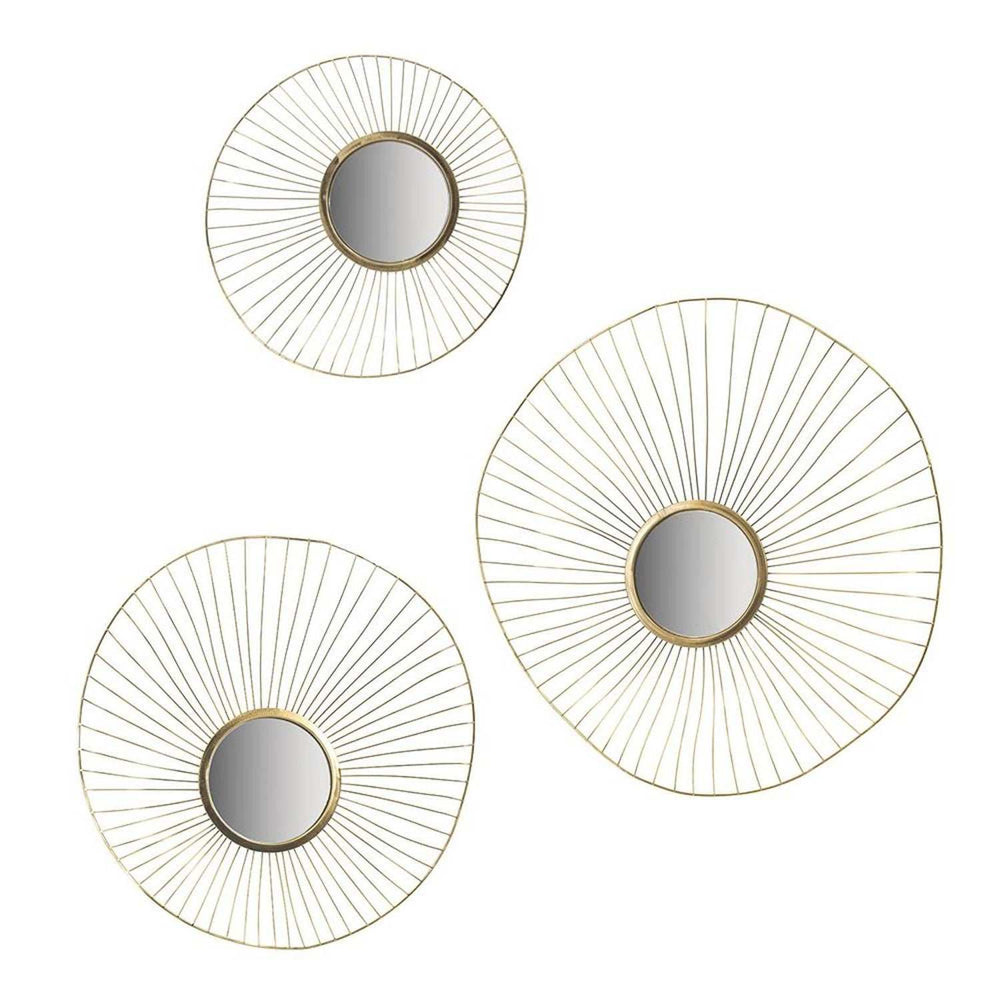 Set of Three Gold Sunburst Iron Framed Accent Mirror - Homeroots - Flyclothing LLC