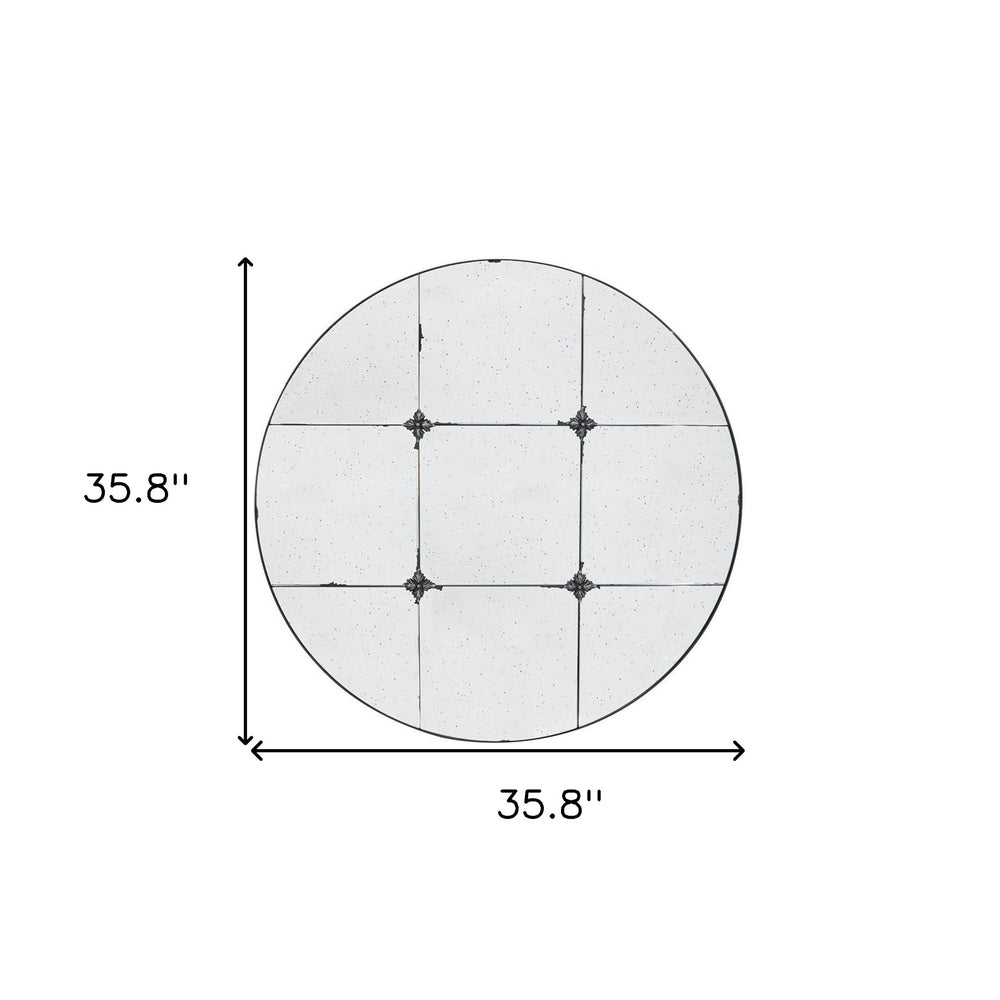 36" Black Round Iron Framed Accent Mirror - Homeroots - Flyclothing LLC