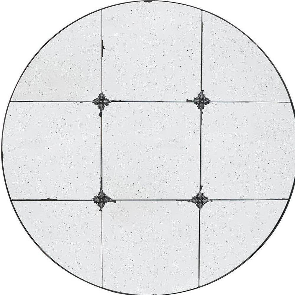 36" Black Round Iron Framed Accent Mirror - Homeroots - Flyclothing LLC