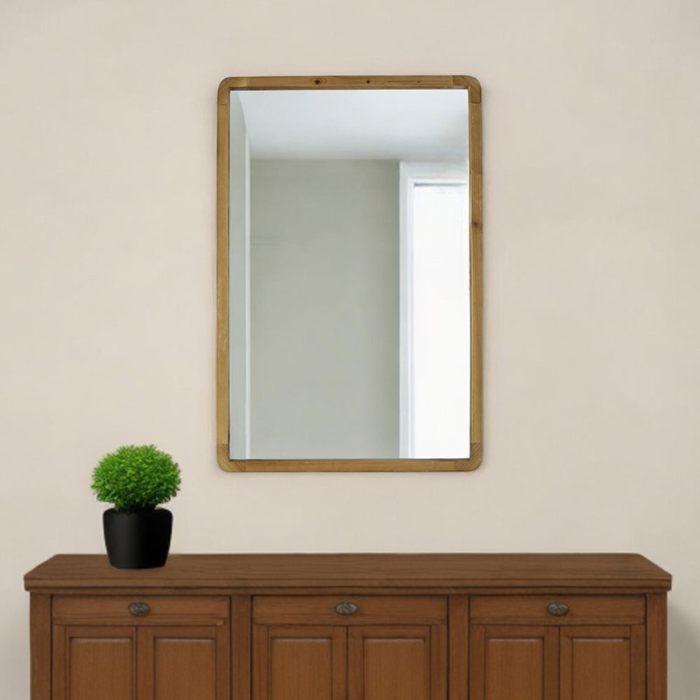 35" Brown Solid Wood Framed Accent Mirror - Homeroots - Flyclothing LLC