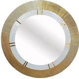 36" Gold and White Round Aluminum Ribbed Edge Framed Accent Mirror - Homeroots - Flyclothing LLC