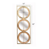 14" Brown and Gold Aluminum and Wood Geometric Framed Accent Mirror - Homeroots - Flyclothing LLC