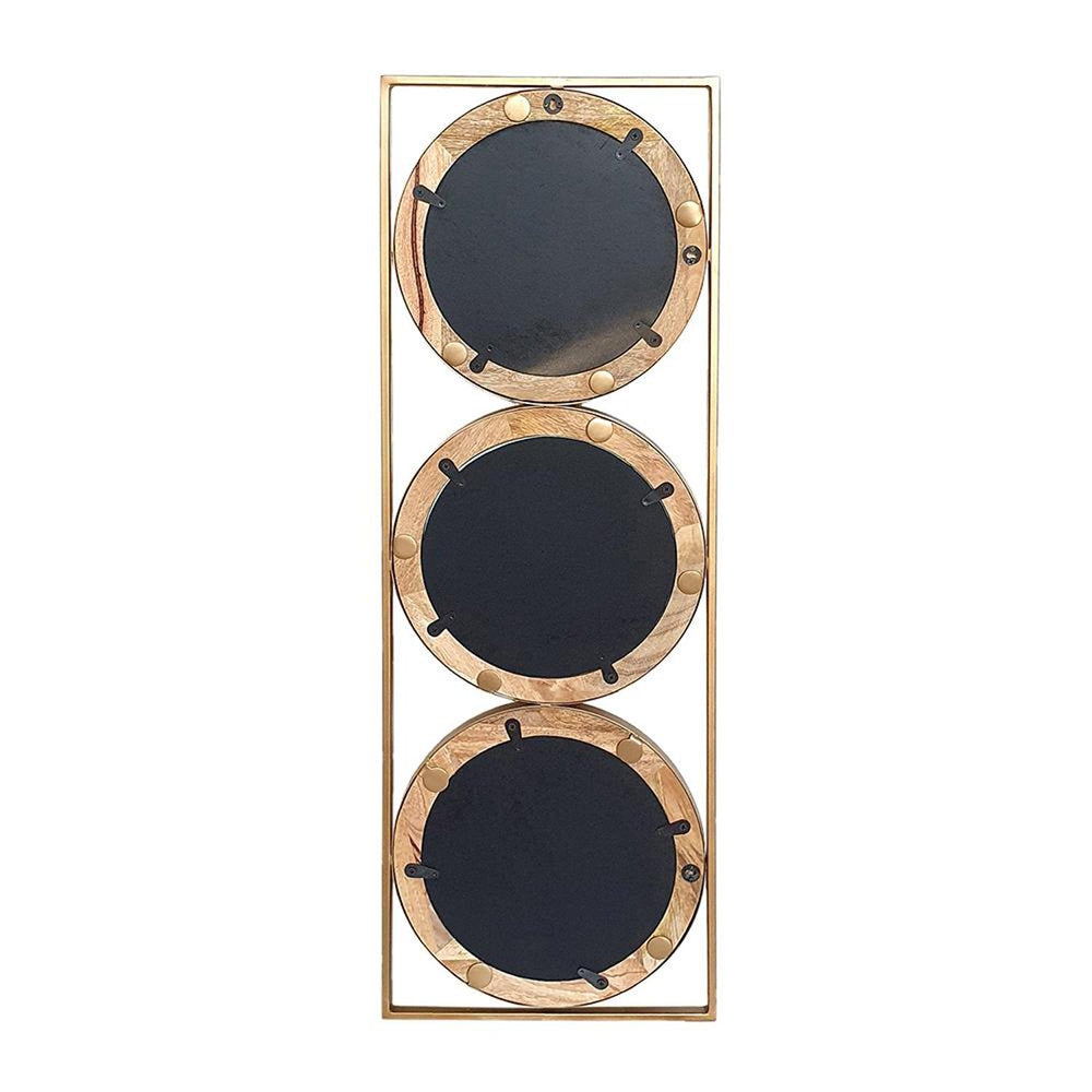 14" Brown and Gold Aluminum and Wood Geometric Framed Accent Mirror - Homeroots - Flyclothing LLC