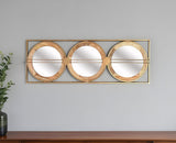 14" Brown and Gold Aluminum and Wood Geometric Framed Accent Mirror - Homeroots - Flyclothing LLC