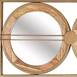 14" Brown and Gold Aluminum and Wood Geometric Framed Accent Mirror - Homeroots - Flyclothing LLC