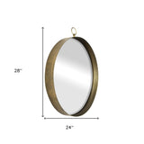 28" Gold Round Iron Framed Accent Mirror - Homeroots - Flyclothing LLC