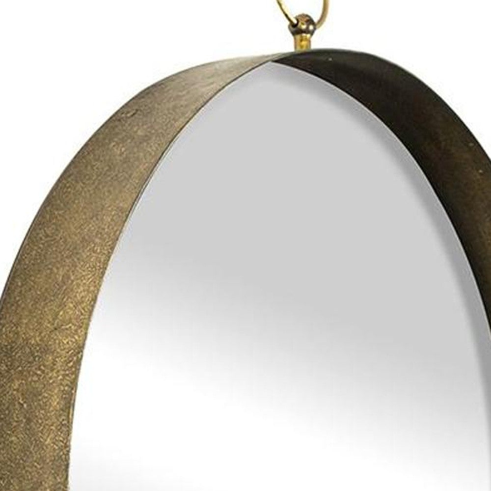 28" Gold Round Iron Framed Accent Mirror - Homeroots - Flyclothing LLC