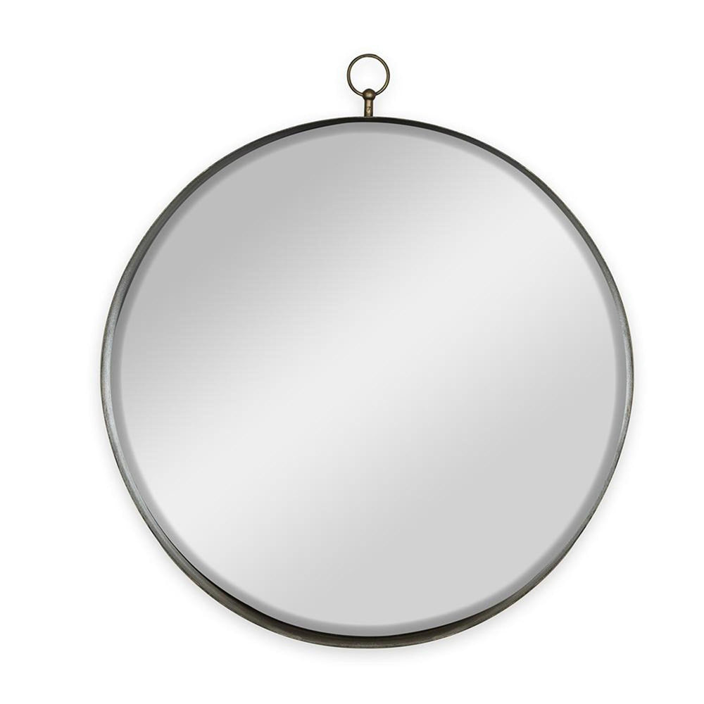34" Gold Round Iron Framed Accent Mirror - Homeroots - Flyclothing LLC