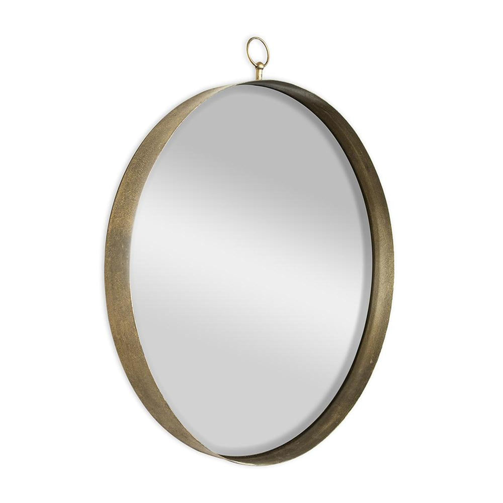 34" Gold Round Iron Framed Accent Mirror - Homeroots - Flyclothing LLC
