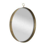 34" Gold Round Iron Framed Accent Mirror - Homeroots - Flyclothing LLC