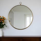 34" Gold Round Iron Framed Accent Mirror - Homeroots - Flyclothing LLC