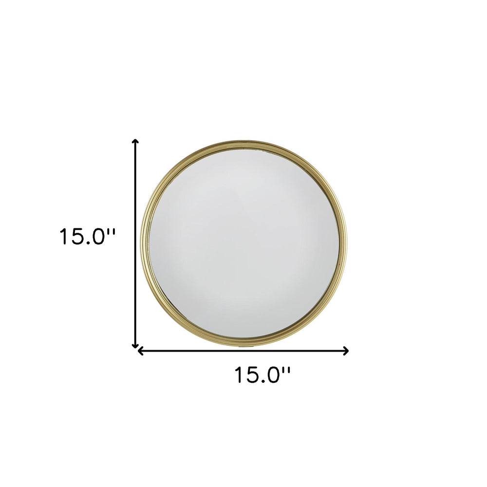 15" Gold Round Iron Textured Framed Accent Mirror - Homeroots - Flyclothing LLC