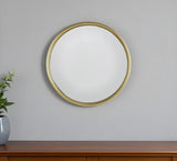 15" Gold Round Iron Textured Framed Accent Mirror - Homeroots - Flyclothing LLC