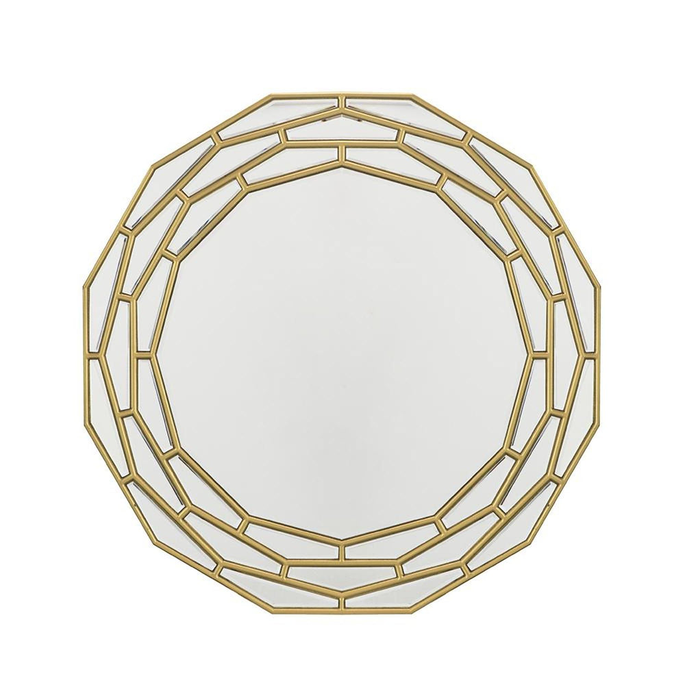 35" Gold Round Framed Accent Mirror - Homeroots - Flyclothing LLC