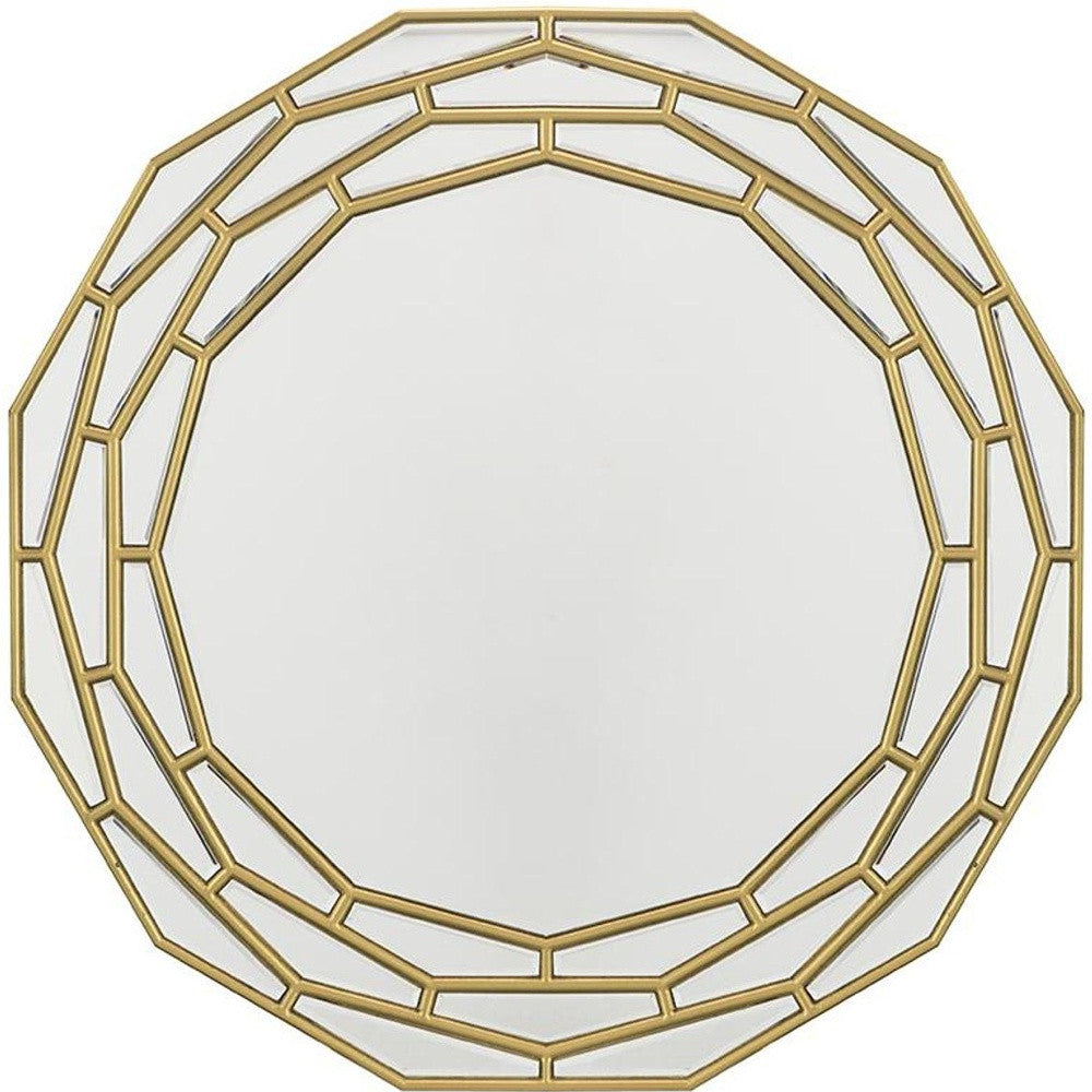 35" Gold Round Framed Accent Mirror - Homeroots - Flyclothing LLC