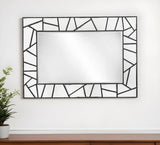28" Black Metal And Glass Mosaic Framed Accent Mirror - Homeroots - Flyclothing LLC