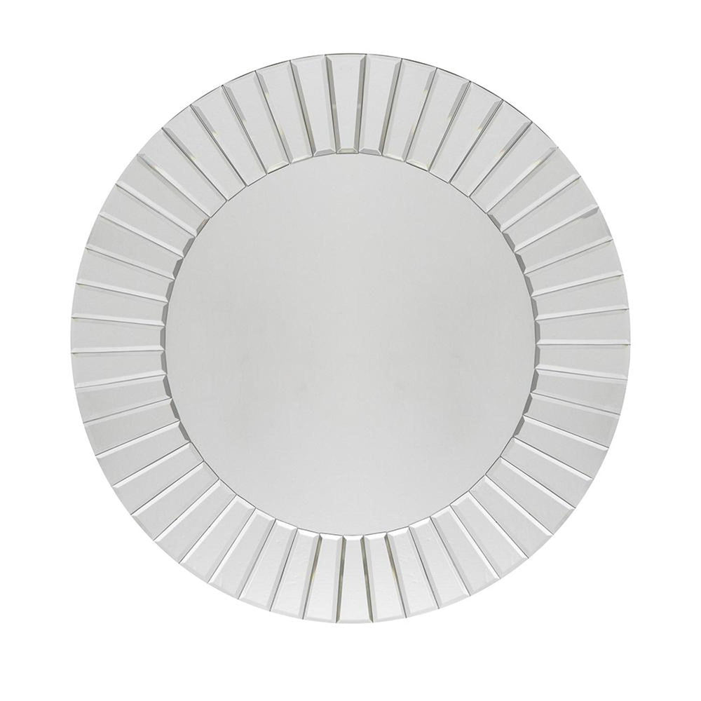 24" Clear Round Beveled Glass Framed Accent Mirror - Homeroots - Flyclothing LLC