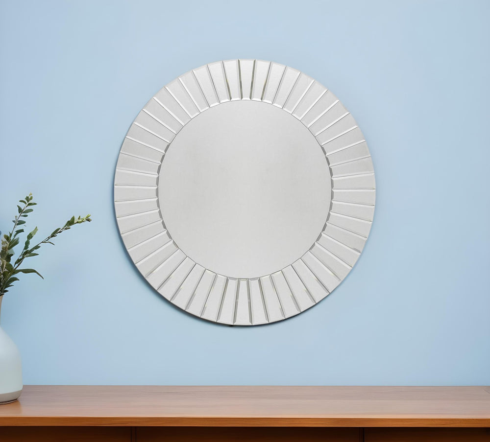 24" Clear Round Beveled Glass Framed Accent Mirror - Homeroots - Flyclothing LLC