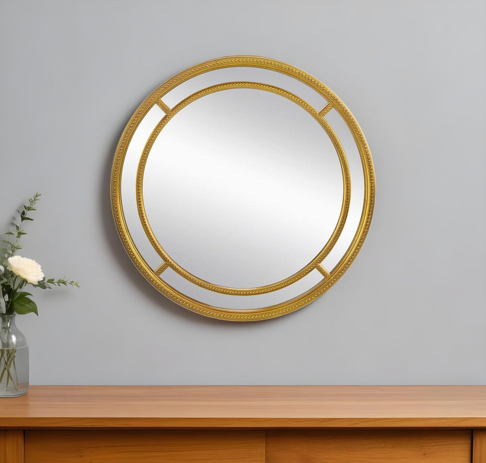 35" Gold Geo Dot Round Double Frame Accent Mirror - Homeroots - Flyclothing LLC