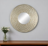 31" Silver Round Dimensional Thick Frame Accent Mirror - Homeroots - Flyclothing LLC