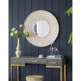 31" Silver Round Dimensional Thick Frame Accent Mirror - Homeroots - Flyclothing LLC