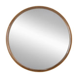 32" Brown Round Framed Accent Mirror - Homeroots - Flyclothing LLC