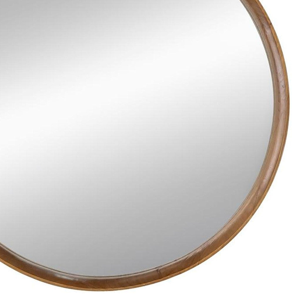 32" Brown Round Framed Accent Mirror - Homeroots - Flyclothing LLC