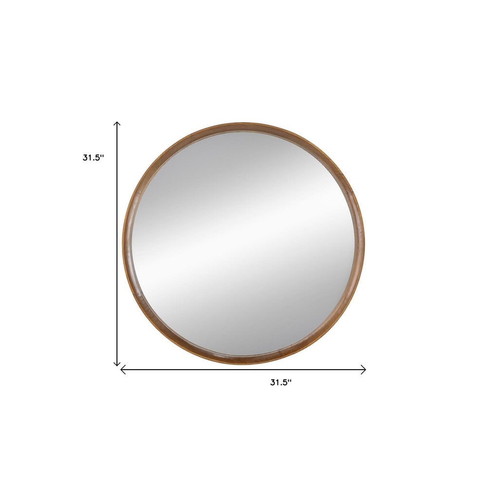 32" Brown Round Framed Accent Mirror - Homeroots - Flyclothing LLC