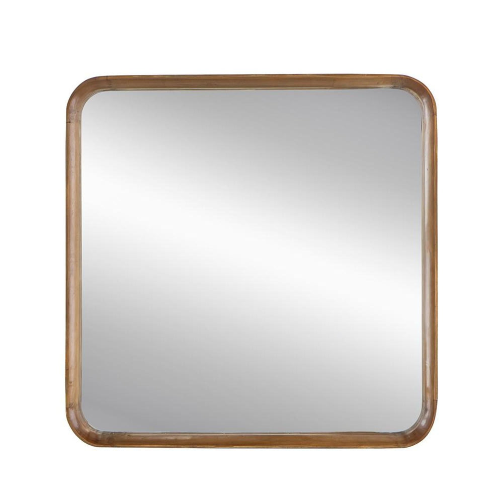 32" Brown Square Wood Framed Accent Mirror - Homeroots - Flyclothing LLC