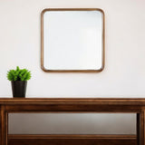 32" Brown Square Wood Framed Accent Mirror - Homeroots - Flyclothing LLC