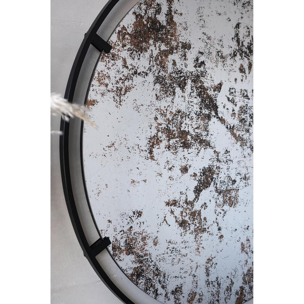 32" Black Round Iron Framed Accent Mirror - Homeroots - Flyclothing LLC