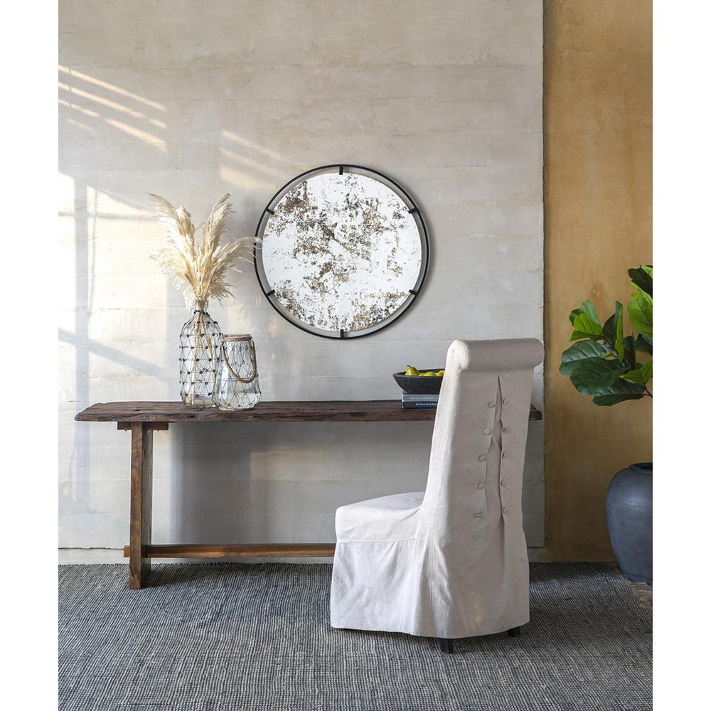 32" Black Round Iron Framed Accent Mirror - Homeroots - Flyclothing LLC