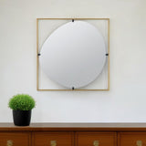 32" Gold Square Iron Framed Accent Mirror - Homeroots - Flyclothing LLC