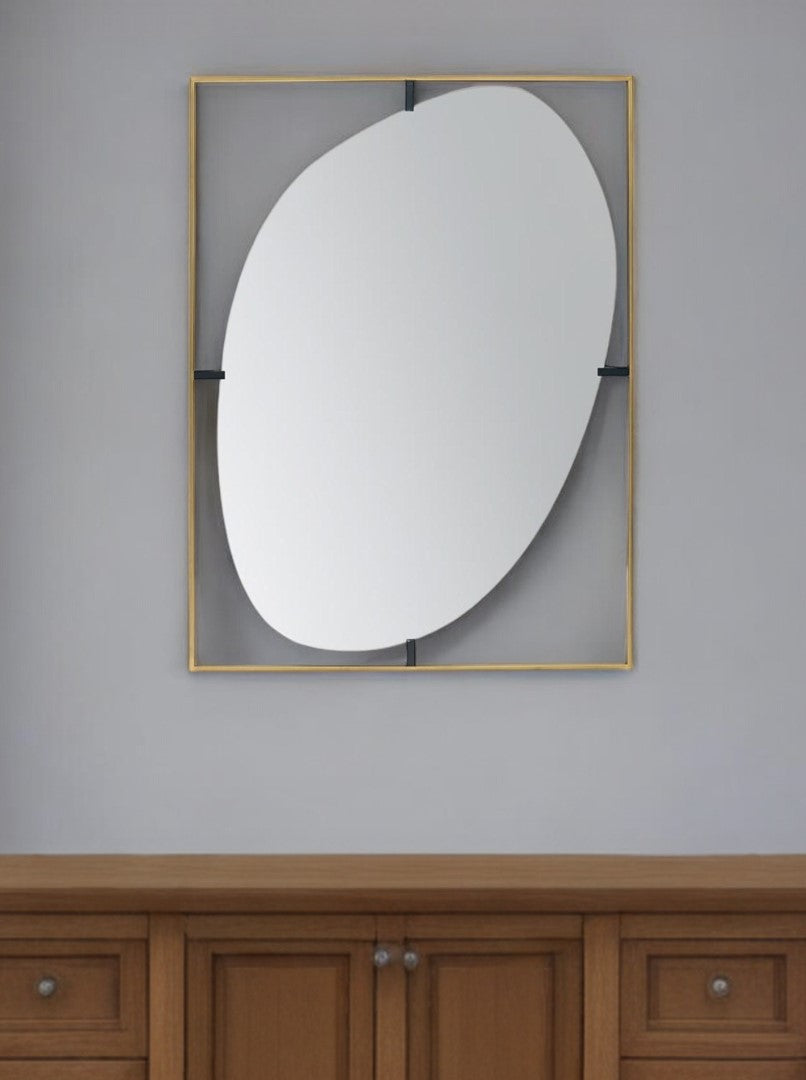 40" Gold Iron Framed Accent Mirror - Homeroots - Flyclothing LLC