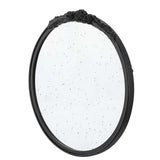 30" Black Crowned Top Antiqued Glass Round Framed Accent Mirror - Homeroots - Flyclothing LLC