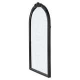 42" Black Crowned Top Antiqued Glass Arch Framed Accent Mirror