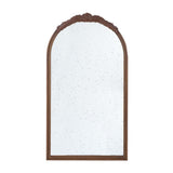 42" Brown Crowned Top Antiqued Glass Arch Framed Accent Mirror - Homeroots - Flyclothing LLC