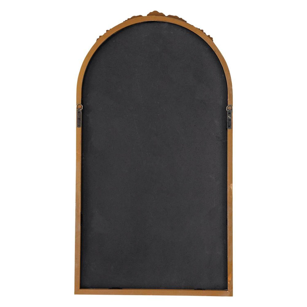 42" Brown Crowned Top Antiqued Glass Arch Framed Accent Mirror - Homeroots - Flyclothing LLC