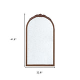 42" Brown Crowned Top Antiqued Glass Arch Framed Accent Mirror - Homeroots - Flyclothing LLC