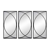 Set of Three Black Iron Framed Accent Mirror - Homeroots - Flyclothing LLC