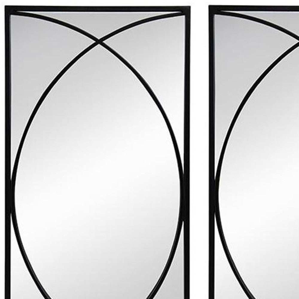 Set of Three Black Iron Framed Accent Mirror - Homeroots - Flyclothing LLC