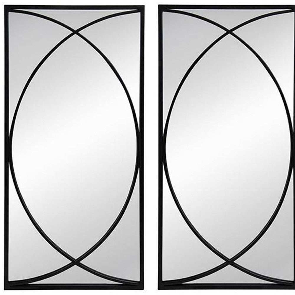 Set of Three Black Iron Framed Accent Mirror - Homeroots - Flyclothing LLC